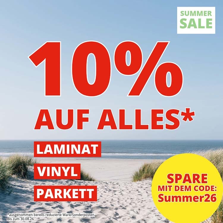 Summer Sale Aktion. Spare 10% auf alles.